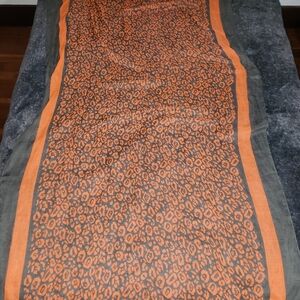 Leopard Print Orange and Gray Scarf